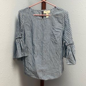 Midnight Sky Striped Shirt with Flared Arms